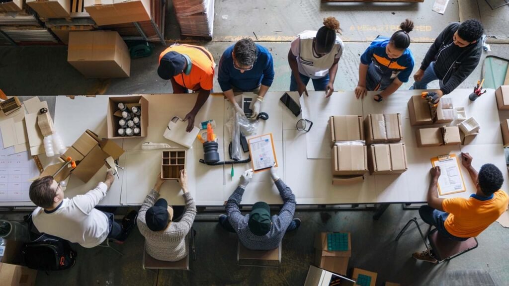 workers in shipping fulfillment warehouse